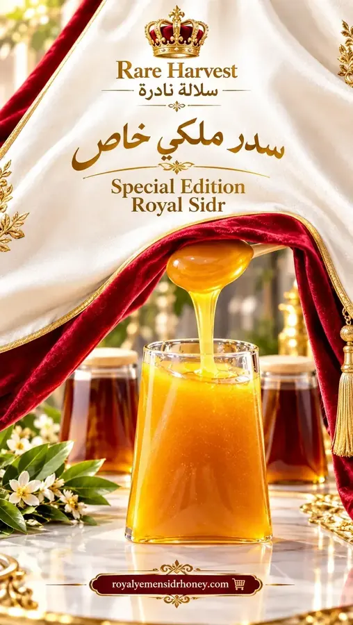 Special Edition Royal Sidr Honey poured into a glass — rare harvest